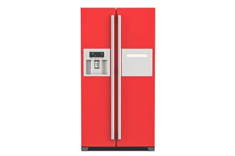 Premium Photo | Red fridge with sidebyside door system 3d rendering