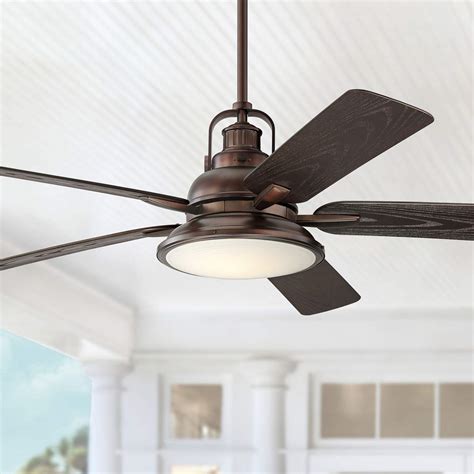 60" Wind and Sea Bronze Finish LED Outdoor Ceiling Fan with Remote ...