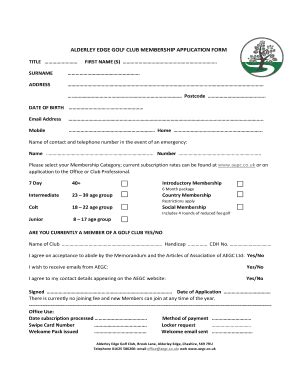 Fillable Online aegc co ALDERLEY EDGE GOLF CLUB MEMBERSHIP APPLICATION - aegc co Fax Email Print ...