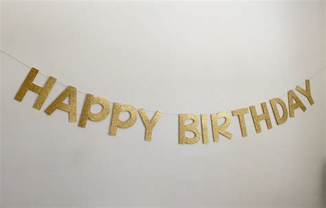 Gold Happy Birthday Banner Gold Birthday Banner Happy - Etsy