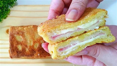 Crispy fried ham and cheese sandwich recipe - Impossible to eat just ...