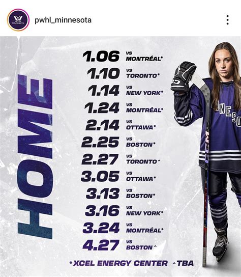 Minnesota PWHL Home Game Schedule has been announced : r/MN_PWHL