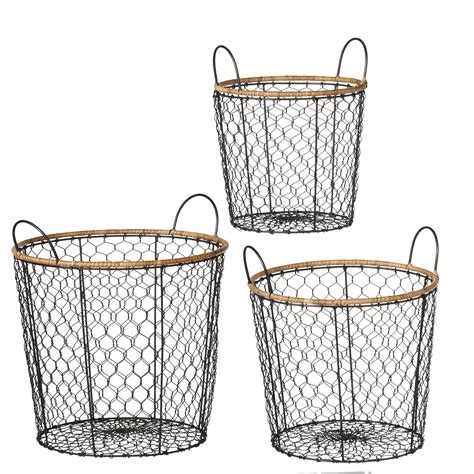 CBK Metal 3 Piece Set Chicken Wire Basket With Handles 160849 - Walmart.com - Walmart.com