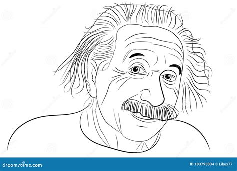 Albert Einstein Hand Drawing Outline Portrait Vector Illustration Editorial Stock Image ...