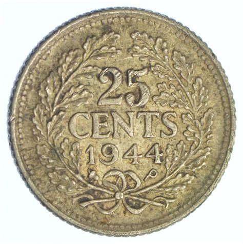 SILVER - 1944 Netherlands 25 Cents - World Silver Coin | Property Room