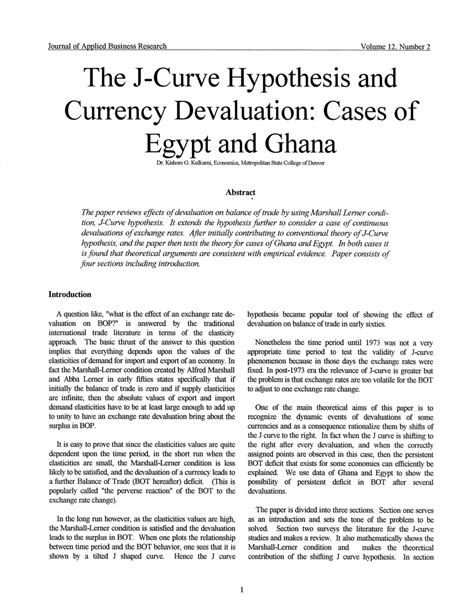 (PDF) The J-Curve Hypothesis And Currency Devaluation: Cases Of Egypt ...