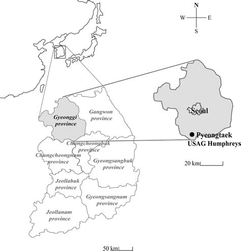 Geographic map of U.S. Army Garrison (USAG) Humphreys, Gyeonggi ...