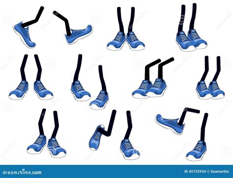 Cartoon Vector Walking Feet in Sneakers Stock Vector - Illustration of ...