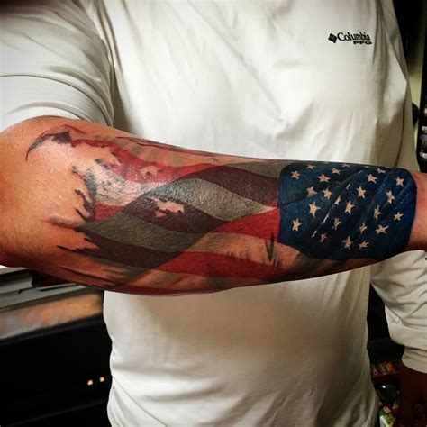 Ripped American Flag Tattoo Sleeve