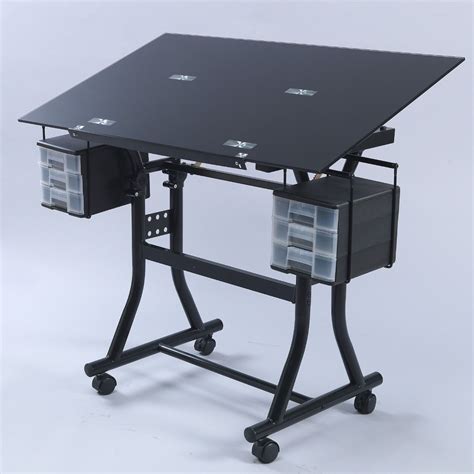 LARGE Black GLASS Drawing / Art / Drafting Table Desk Hobby | Drawing desk, Art & drafting ...