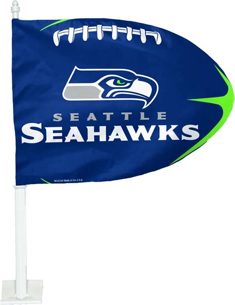 Amazon.com : NFL Seattle Seahawks Football Shaped Car Flag : Sports Fan ...