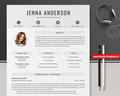 Modern CV Template / Resume Template for MS Word, Curriculum Vitae, Cover Letter, Professional ...