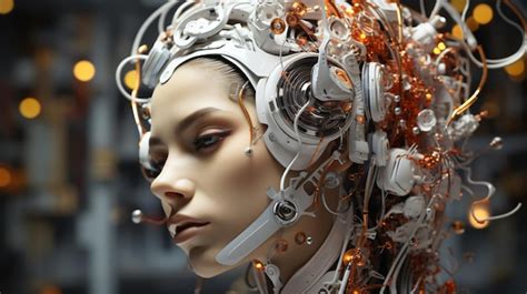 Premium AI Image | HumanMachine Hybrid Character Captivating Fusion of Humanity and Technology