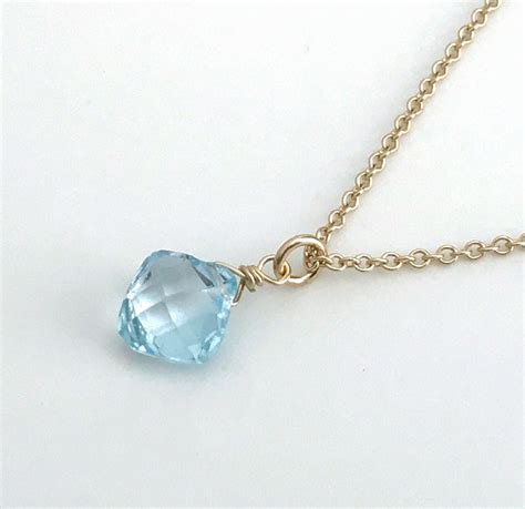 Blue Topaz Necklace December Birthstone Necklaces for Women | Etsy