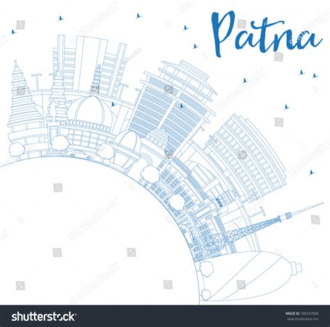 Outline Patna Skyline Blue Buildings Copy Stock Vector (Royalty Free ...