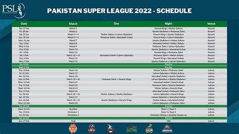 PSL 2022 Schedule: Complete list of fixtures and match timings