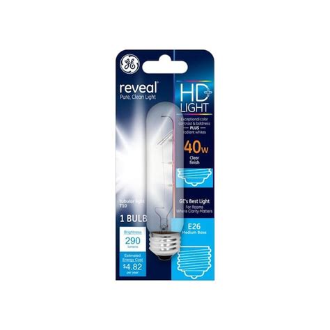 GE 40 Watt for Indoor or Enclosed Outdoor Dimmable Color-Enhancing T10 Incandescent Light Bulb ...