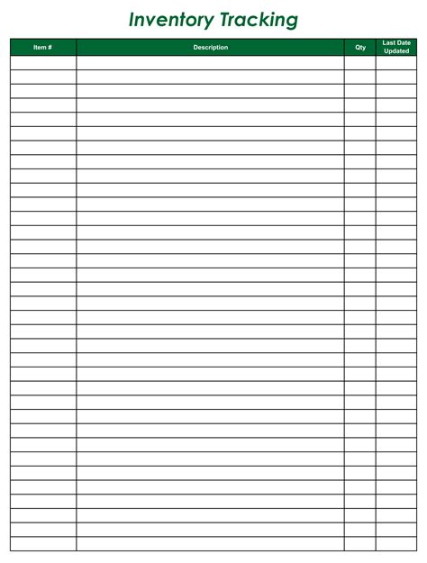 Free Printable Blank Inventory Sheets