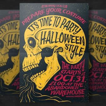 Free PSD | Spooky halloween party flyer template
