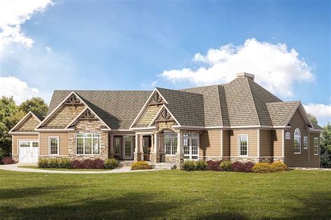 Plan 360008DK: Craftsman Ranch Home Plan with 3-Car Garage | Craftsman ...