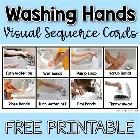 Washing Hands Visual Sequence Cards - Teaching Mama