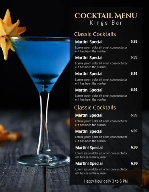 Cocktail Menu | Cocktail menu, Menu design template, Drink menu