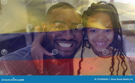 Animation of Flag of Colombia Over African American Father with Daughter Stock Footage - Video ...