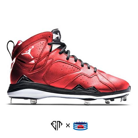 "Metallic Red" Jordan 7 Retro Cleats – Stadium Custom Kicks