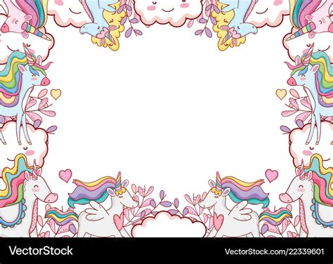 Fantasy unicorns frame Royalty Free Vector Image