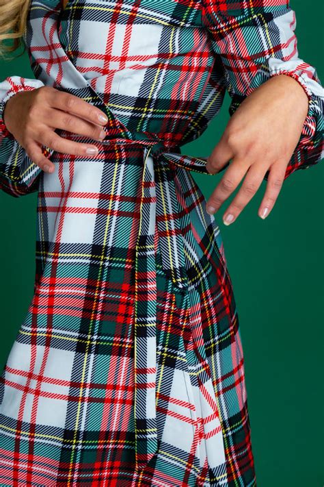 White & Plaid Christmas Wrap Dress | The Scotch on the Rocks