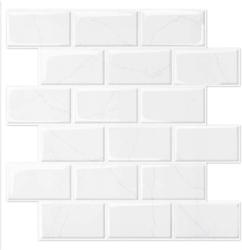 Buy Art3d Subway Tiles Peel and Stick Backsplash Marble White, Stick on Tiles Kitchen Backsplash ...