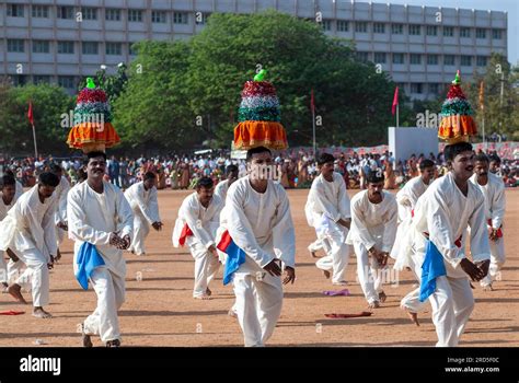 Karagattam Karagam dancers performing during Police Public sports ...