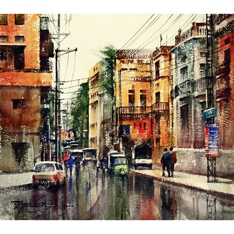 Sarfraz Musawir, Walled City Lahore-I, Watercolor, 15x17 Inch,Cityscape ...