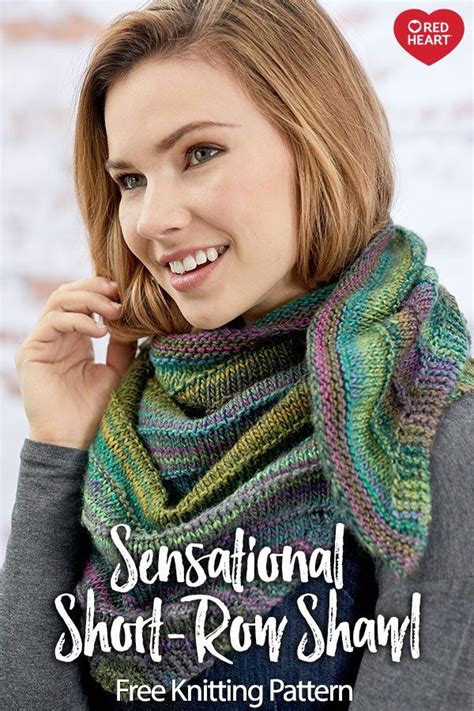 Sensational Short-Row Shawl free knit pattern in Roll with it Melange yarn. Add this beautifu ...