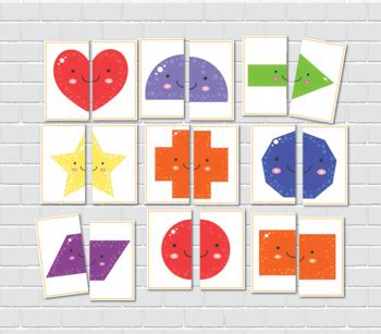 2D Shapes Symmetry Cards, Geometric Shapes Matching Game. by Clever ...