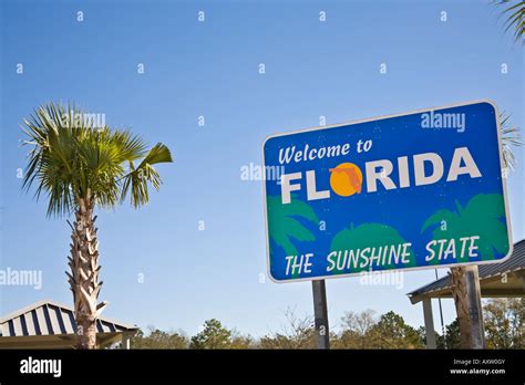 The official "Welcome to Florida" sign at the Florida Welcome Center on I95 at the Georgia ...