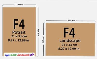 Ukuran Kertas F4 Dalam Inci, Pixel, MM, Word, A4 (Lengkap)