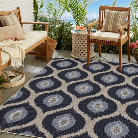 Mainstays Madina Isle Medallion Outdoor Area Rug, Blue, 5'x7' - Walmart.com