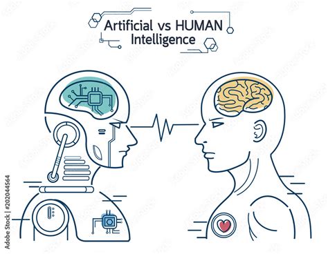 Robot vs human. AI artificial intelligence and human intelligence ...