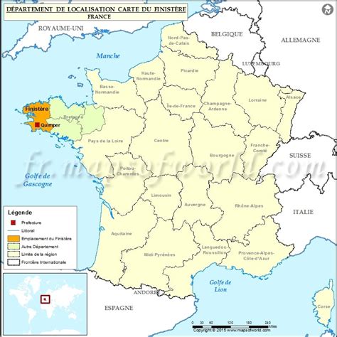 Finistère Carte de localisation, département du Finistère, France