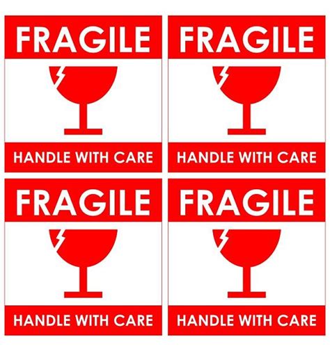 Printable Sticker A4 Sized 4 Sticker of Fragile Handle With Care ...