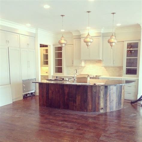 Kitchen Design with Reclaimed Wood on knee wall of island. | Model homes, Kitchen design, Knee wall