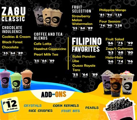 Zagu Philippines Menu Prices 2024