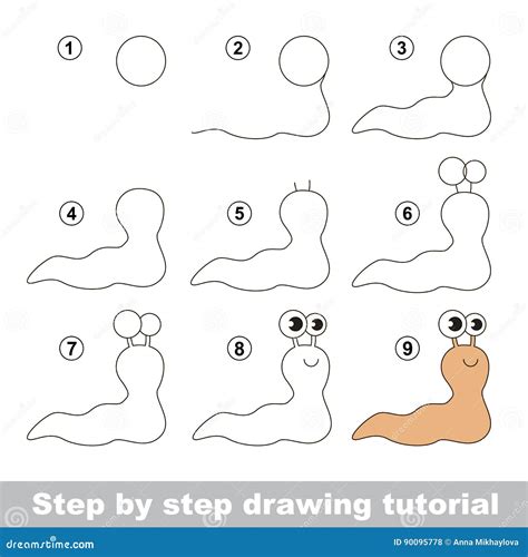 Drawing Tutorial. The Slug. Vector Illustration | CartoonDealer.com #90095778