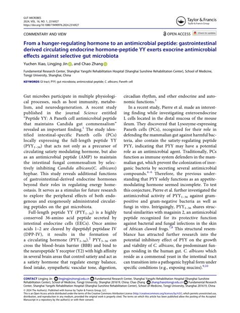 (PDF) From a hunger-regulating hormone to an antimicrobial peptide ...