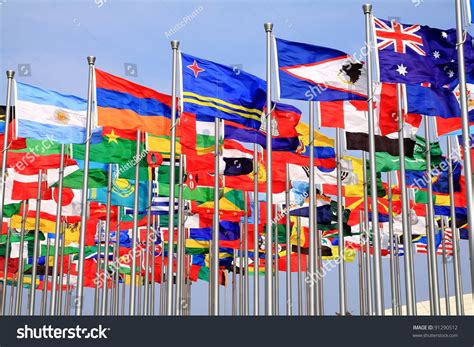 International Flags Blowing In The Wind Stock Photo 91290512 : Shutterstock