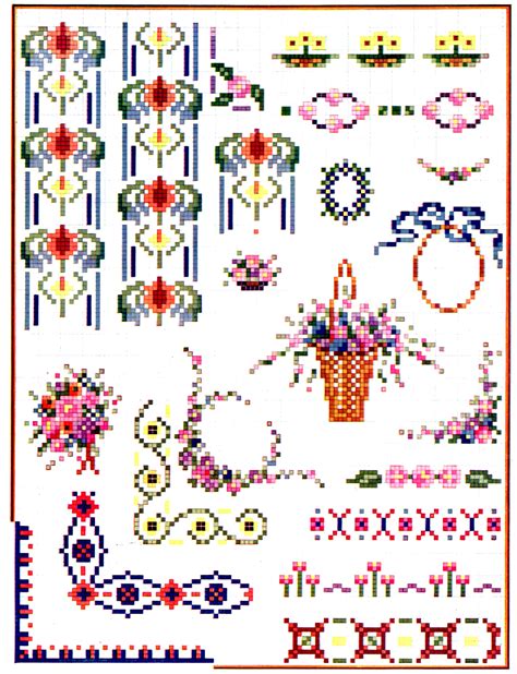 Spring Time Cross Stitch Pattern Designs of Flowers, Borders and ...