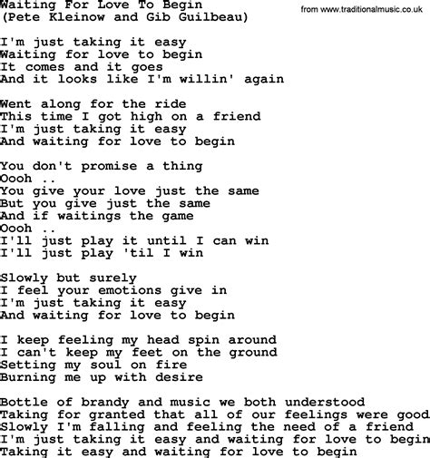 Waiting For Love To Begin, by The Byrds - lyrics with pdf