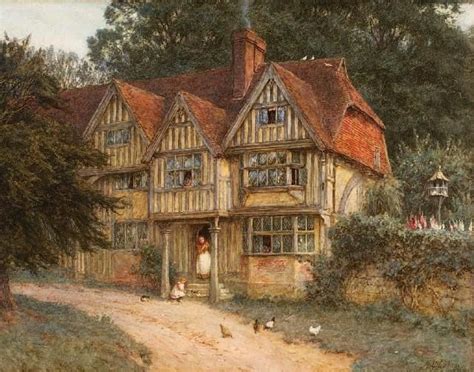 Tudor Cottage, Chiddingstone ~ Helen Allingham ~ (English: 1848-1926) | Tudor cottage, Cottage ...