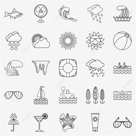 Island Life Icons Set, Thin, Paradise, Game PNG and Vector with Transparent Background for Free ...